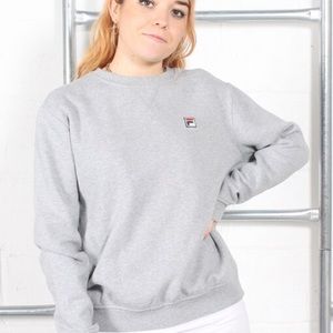 Fila Gray Women Michele Crew Neck Sweatshirt Embroidered Logo Size Small
